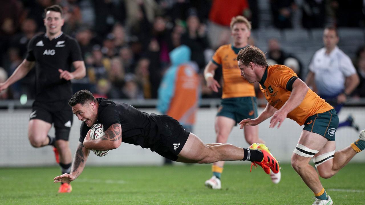 The Wallabies’ defence conceded almost as many tries against the All Blacks as the Springboks have since 2019. Photo: Getty Images