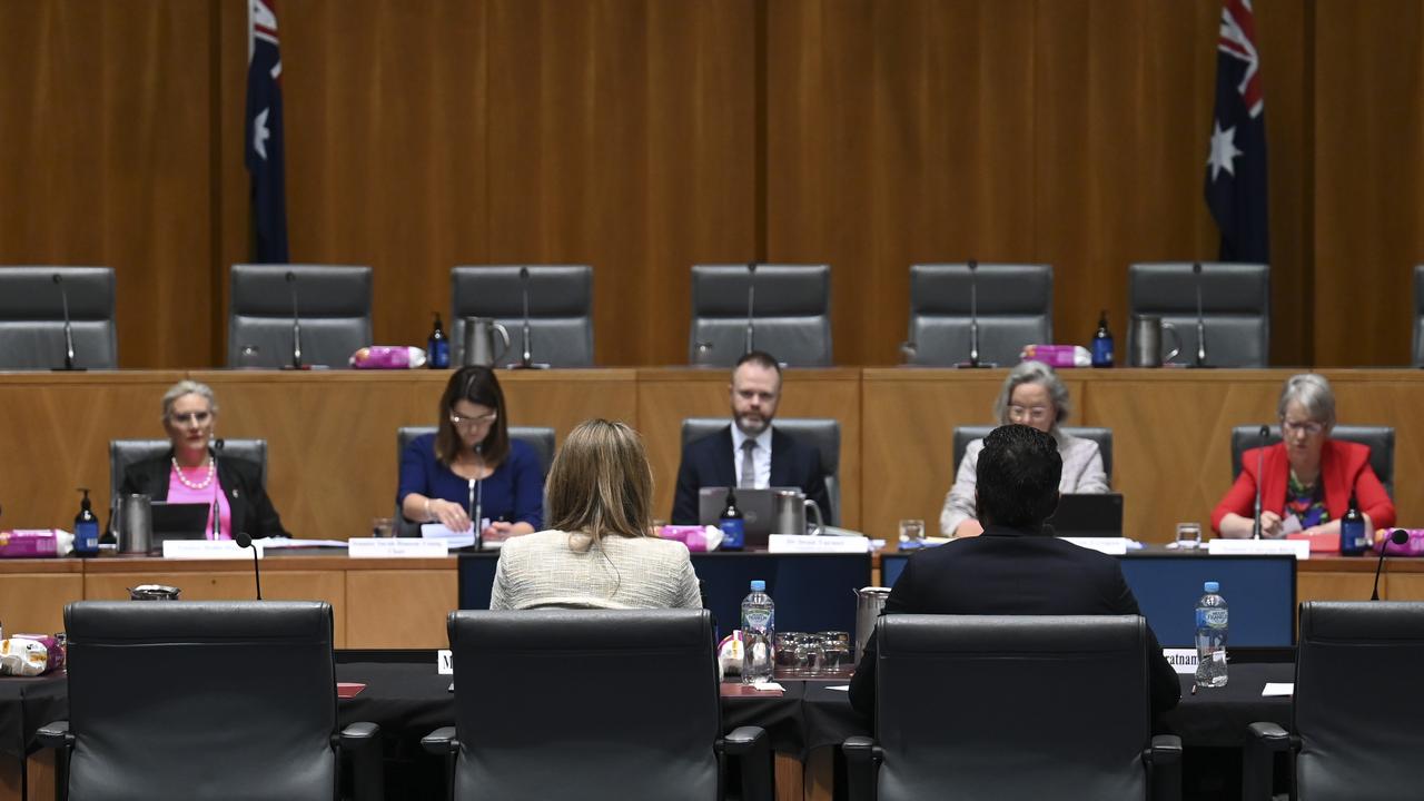 Senators grilled the telco boss about its performance on Friday morning. Picture: NCA NewsWire / Martin Ollman