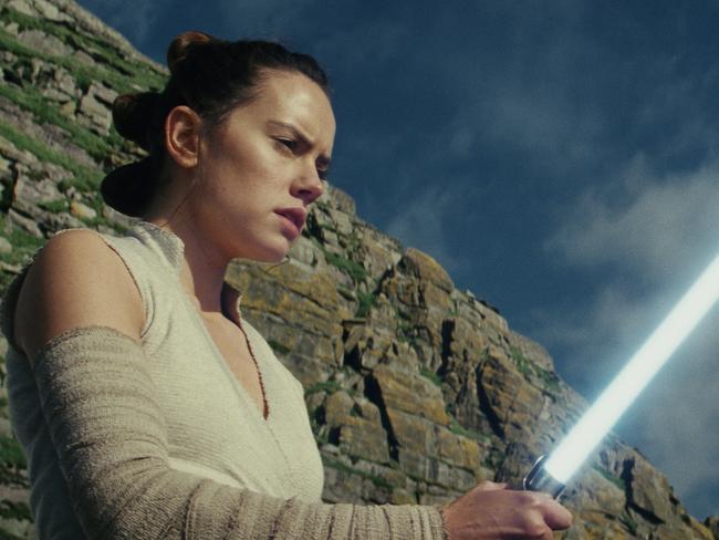 This image released by Lucasfilm shows Daisy Ridley as Rey in "Star Wars: The Last Jedi." â€œStar Wars: The Last Jediâ€ is off to a death star-sized start at the box office. Disney says Friday, Dec. 15, 2017,  that eighth installment in the space franchise has earned an estimated $45 million from Thursday night showings. (Lucasfilm via AP)