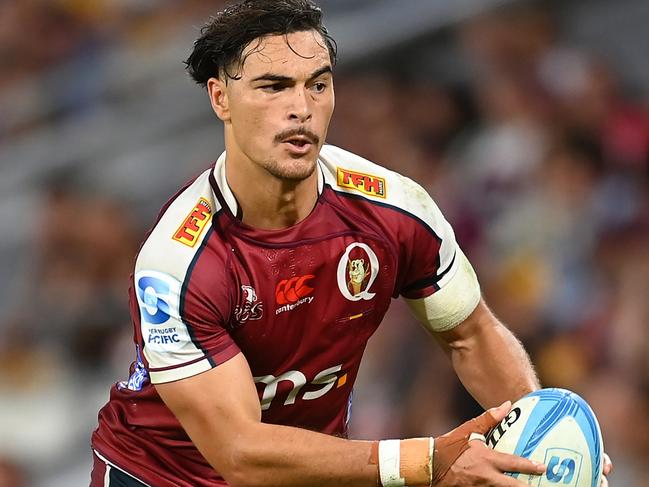 BRISBANE, AUSTRALIA - MARCH 30: Jordan Petaia of the Reds in action during the round six Super Rugby Pacific match between Queensland Reds and ACT Brumbies at Suncorp Stadium, on March 30, 2024, in Brisbane, Australia. (Photo by Albert Perez/Getty Images)