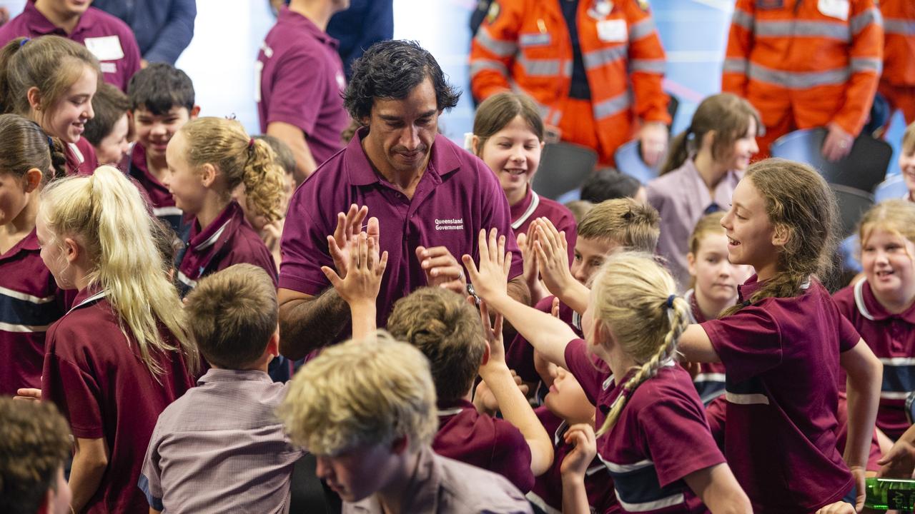 Get Ready Queensland and rugby league legend Johnathan Thurston at Mary MacKillop Catholic College, Thursday, December 2, 2021. Picture: Kevin Farmer