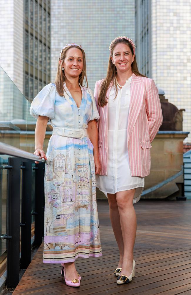 Rachel King and Hayley Rorison, at the TAB Everest Women's Breakfast 2024, Cafe Sydney, Customs House, today. Picture: Justin Lloyd.