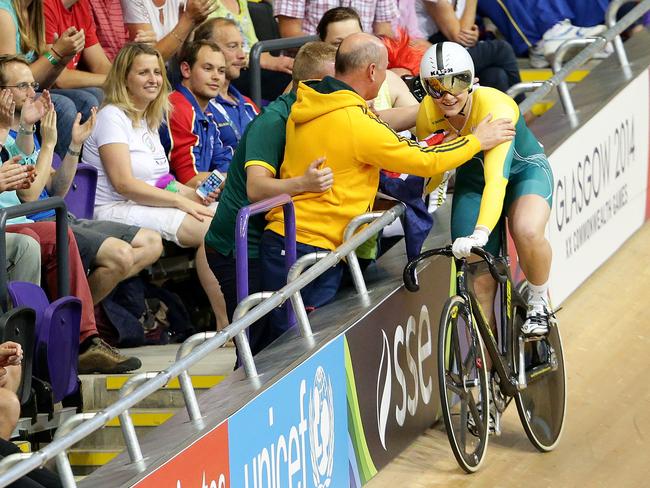 GLASGOW COMMONWEALTH GAMES 2014- DAY 4-Stephanie Morton defeats Anna Meares to win the Women's Sprint during the track cycling at Sir Chris Hoy Velodrome. Pics Adam Head