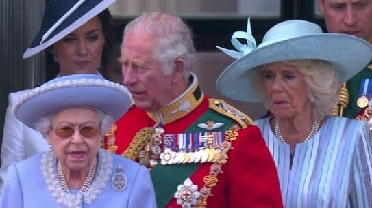 Only working royals were allowed on the balcony. Picture: Sky News