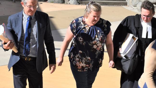 Bianca Maree Reynolds arriving at the Rockhampton Courthouse on June 26, 2023, with her legal representatives.