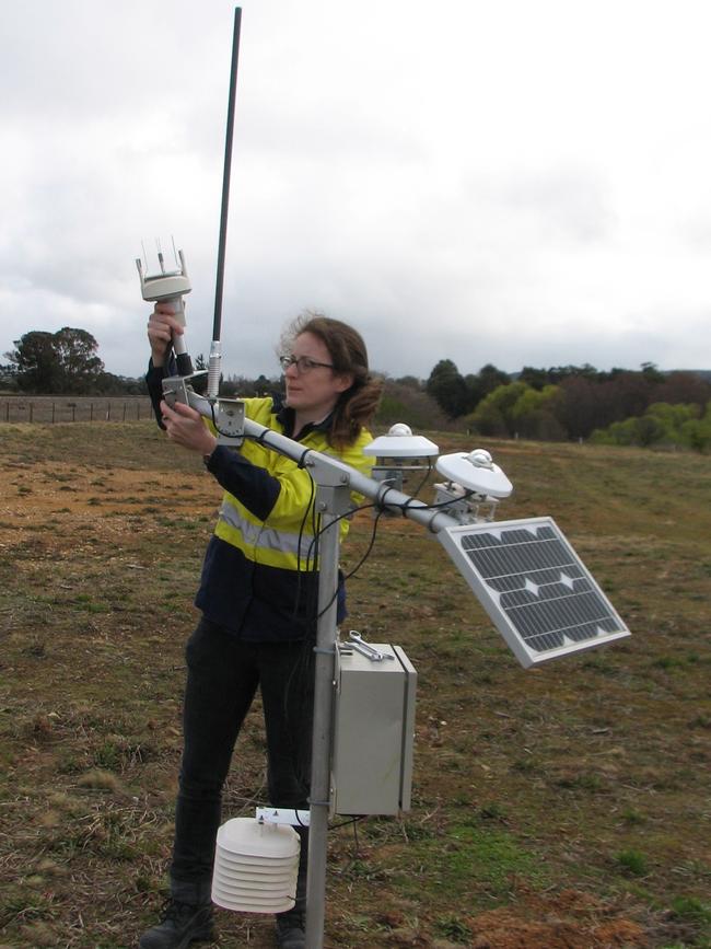 First steps: installing a solar monitor on the Goulburn site. Photo: Ed Suttle