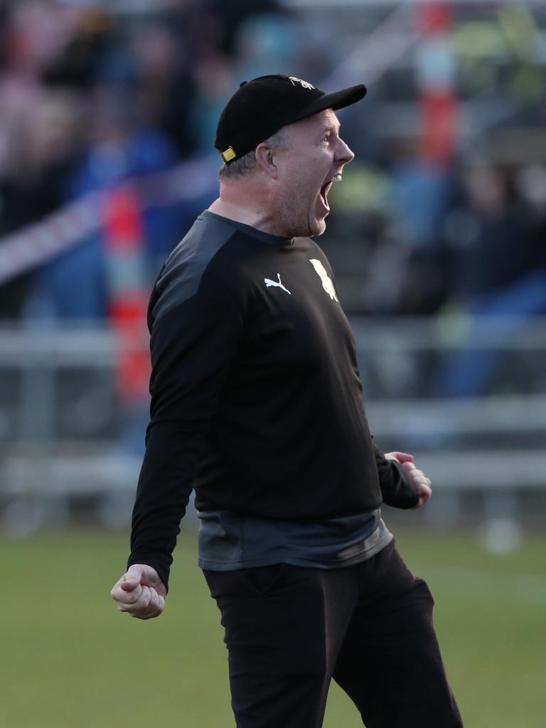 Trent Baumeler Tigers coach at the final siren. TSL grand final Kingborough Tigers V North Launceston. Picture: Nikki Davis-Jones