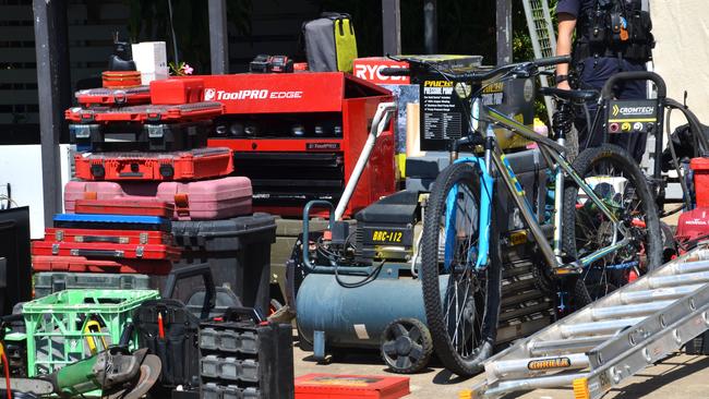 Police located large quantity of suspected stolen property at a property in Heatley on September 6. Picture: Natasha Emeck