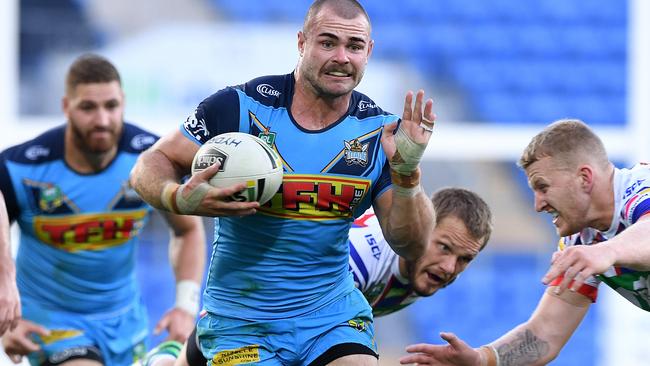 Keegan Hipgrave of the Titans during the Round 11 NRL match between the Gold Coast Titans and the Newcastle Knights at CBUS Super Stadium at Robina on the Gold Coast, Saturday, May 19, 2018. (AAP Image/Dave Hunt) NO ARCHIVING, EDITORIAL USE ONLY