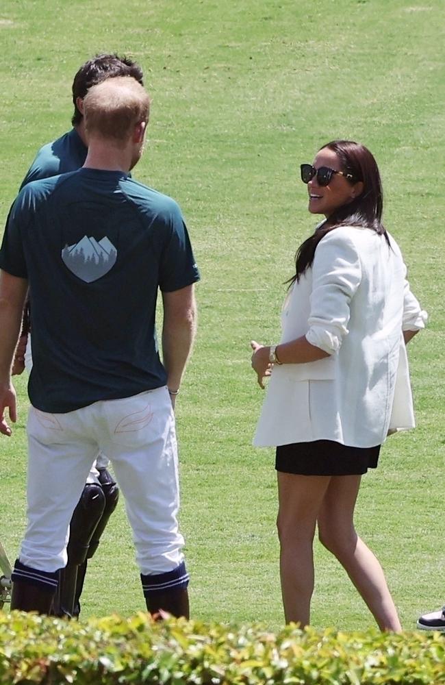 Meghan was there to cheer her husband’s team on. Picture: Backgrid