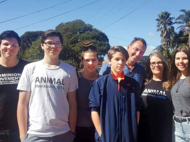 Vegan family: Bronwyn Currie with her husband and her five children, aged 13-21. Picture: Brie Strampel