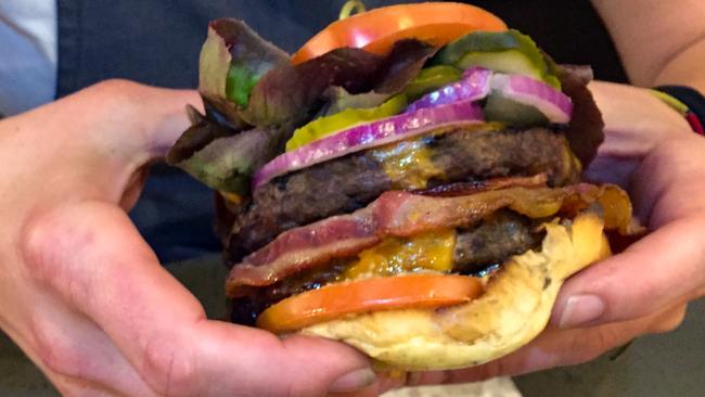 The Hub House Diner’s double burger with bacon. Picture: Jenifer Jagielski