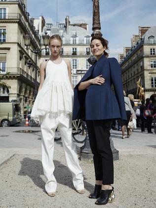 Kim Ellery with a model in Paris. Picture: Jake Terrey