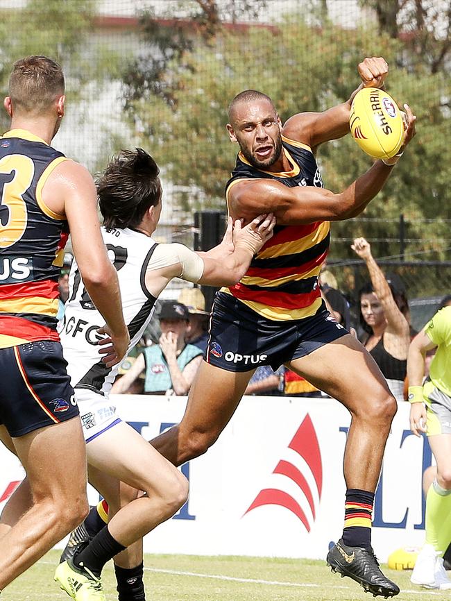 Cameron Ellis-Yolmen plays a in pre-season game for the Crows. Picture: Sarah Reed