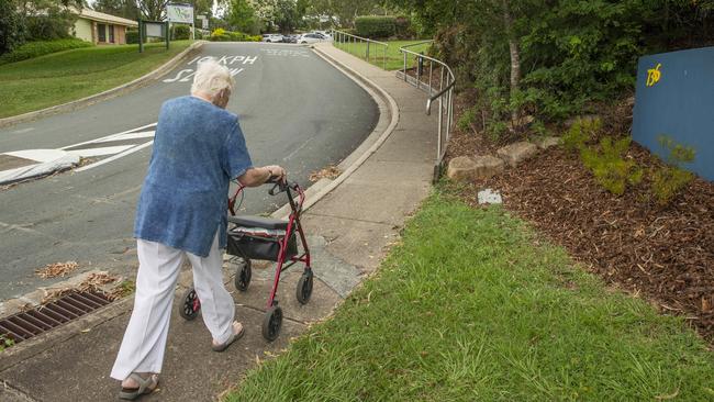 A resident of St Vincents Holy Spirit Nursing Home at Carseldine on Wednesday. Picture: Lachie Millard