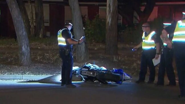 A Mawson Lakes man is fighting for life in hospital after crashing his motorbike at Paralowie. Picture: 7NEWS