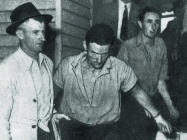 TWAM-20181606 EMBARGO FOR TWAM 16 JUN 2018NO REUSE WITHOUT PERMISSIONBELOVED FATHER FIGURE, NOTORIOUS CRIMÉ TRENT DALTON RECALLS A SHADOWY PRESENCE FROM HIS CHILDHOOD. 1946: POLICE RECAPTURE ARTHUR ÒSLIMÓ HALLIDAY (CENTRE)