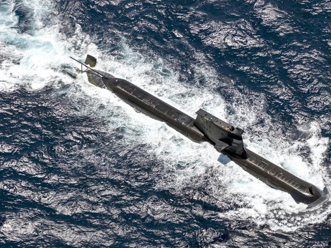 Royal Australian Navy submarine HMAS Rankin is seen during AUSINDEX 21, a biennial maritime exercise between the Royal Australian Navy and the Indian navy in 2021. Picture: Getty