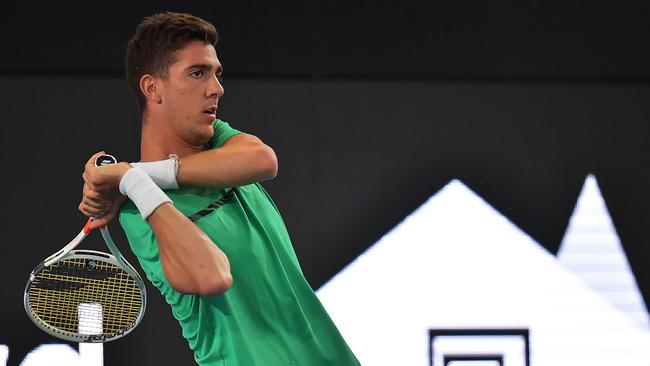 Thanasi Kokkinakis in action against Gael Monfils. Pic: Getty Images