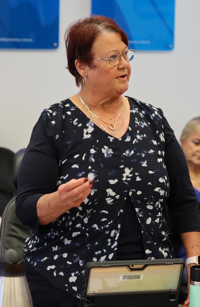 Councillor Karen May at the ordinary meeting of Mackay Regional Council, April 24, 2024. Picture: Contributed