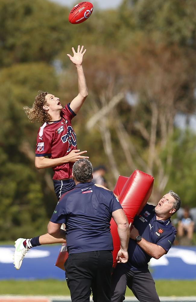 Jacob Edwards warms up for his NAB League Boys debut.