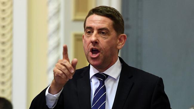 State Development Minister Cameron Dick speaking in State Parliament. (AAP Image/Dan Peled)