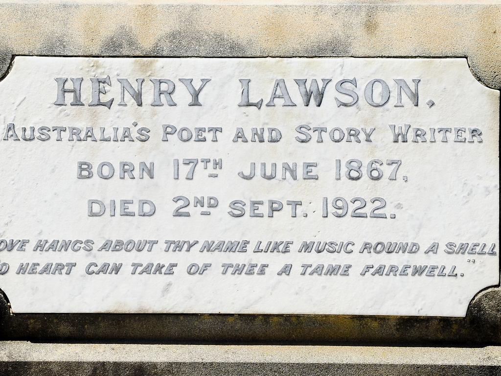 One of Australia’s best-known literary figures of colonial times, Henry Lawson died broke and alone in Sydney. Out of respect for his contributions to society, the goverment paid for his funeral. Picture: John Appleyard