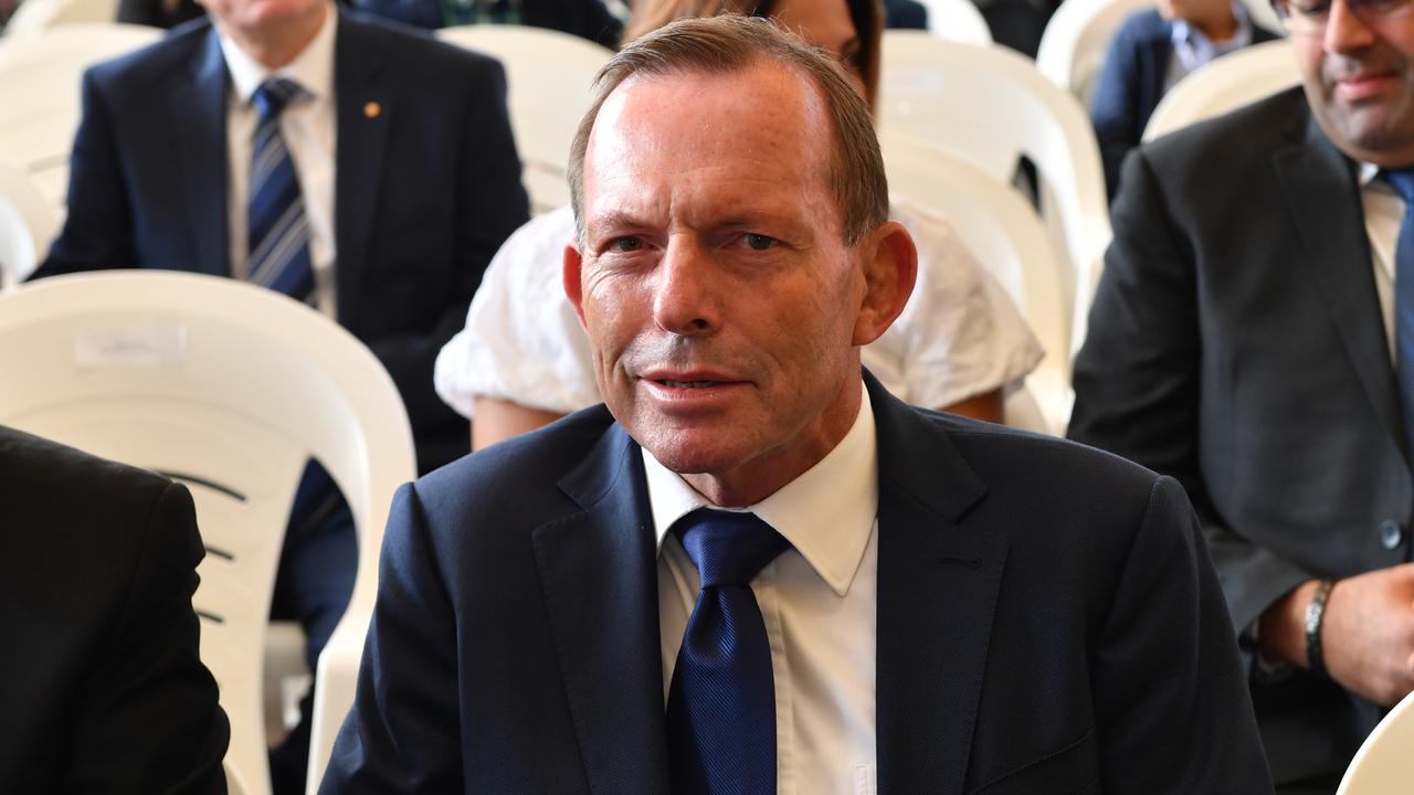 Former PM Tony Abbott at Good Friday Easter services at St Charbel's Catholic Maronite Church at Punchbowl. Picture: AAP