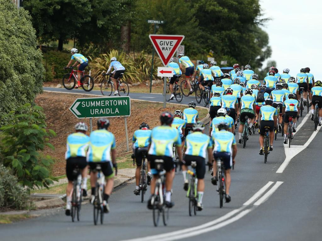 Riders take up the road on their way to Victor Harbor. Photo: Tait Schmaal.