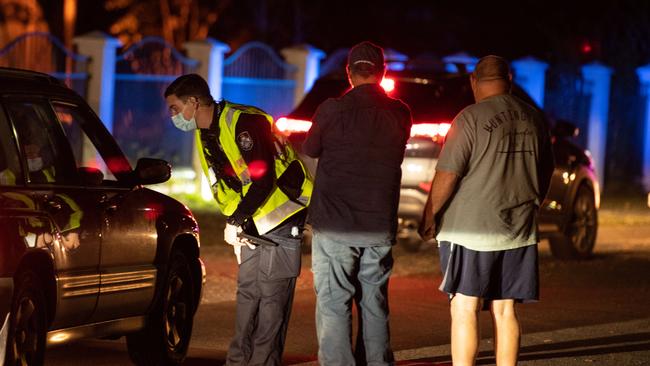 Police block off North Station Rd in North Booval. Ipswich, after a person was shot and multiple people were injured in brawl. Picture: Brad Fleet