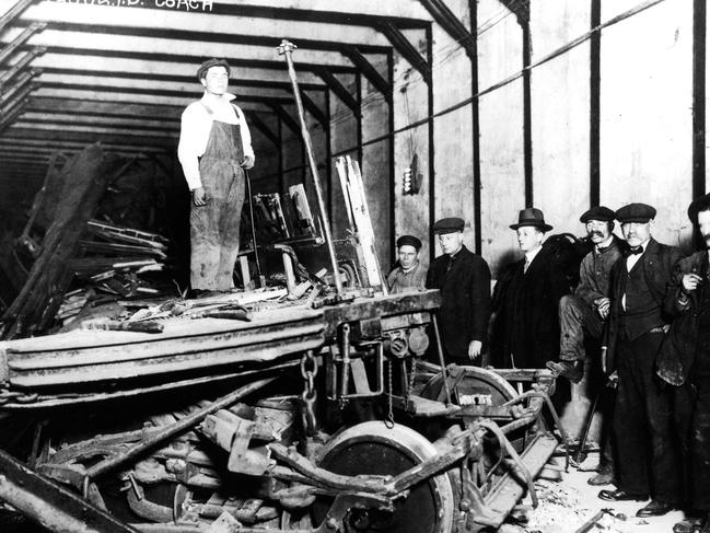 A photo of the Malbone Street Wreck on Nov. 1, 1918. Courtesy of the New York Transit Museum. Out of copyright