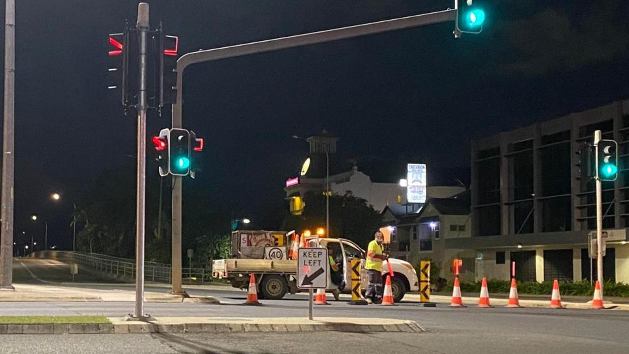 Fitzroy River Bridge, Rockhampton, closed for roadworks.