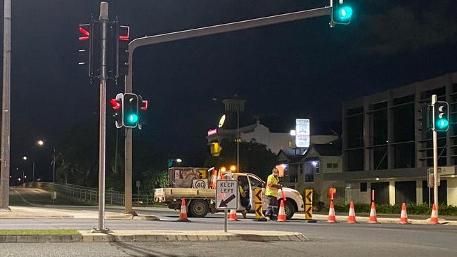 Fitzroy River Bridge, Rockhampton, closed for roadworks.