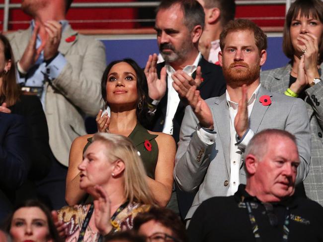 HRH Prince Harry and Duchess Meghan pictured as the ceremony starts. Picture: Sam Ruttyn