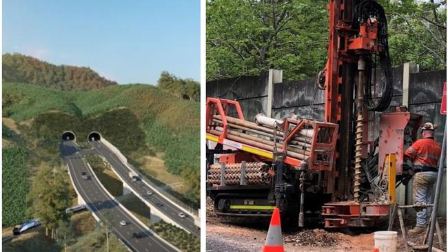 Drilling to test the hardness of rock in preparation for tunnels on the Coffs Harbour Bypass is underway.