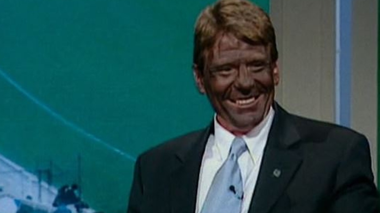 Sam Newman didn't see anything wrong with painting his face black on live TV. Picture: Nine News