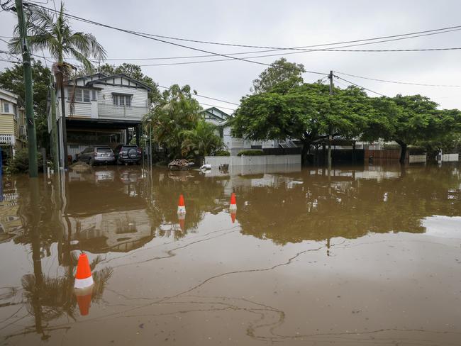 A flooded Torwood Street, Auchenflower on March 03, 2022. Picture: Peter Wallis/Getty Images