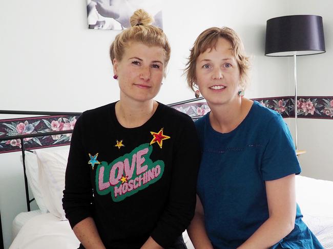 Launceston Birth Centre treasurer Sarah Haberle, left, and midwife Margaret Dingemanse at the home, which will close due to a midwife shortage. Picture: CHRISTOPHER TESTA