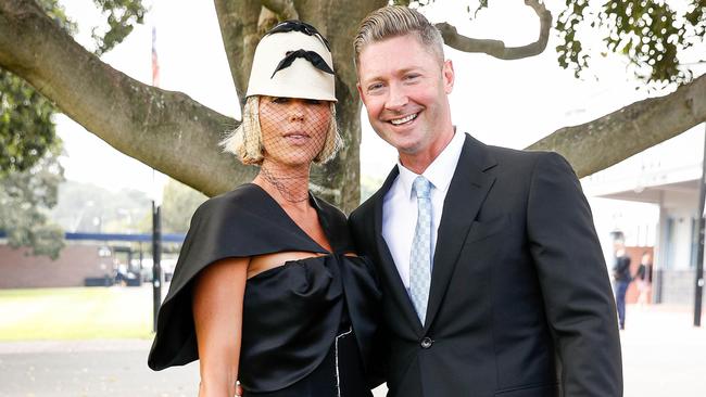 Edwards and former partner Michael Clarke at the races in 2020. Picture: Getty Images