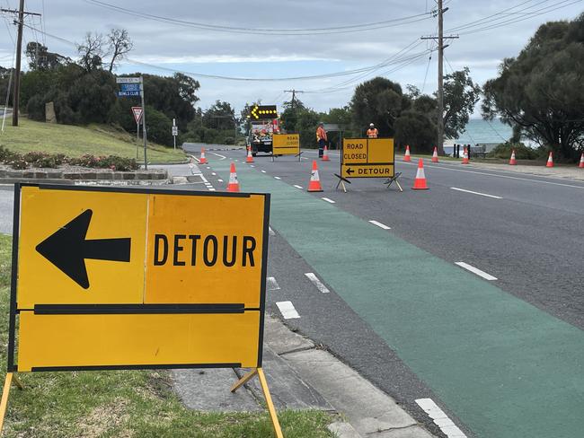 Traffic is being detoured through backstreets around McCrae as part of Point Nepean Rd is expected to be shut for at last a week. Picture: Lucy Callander