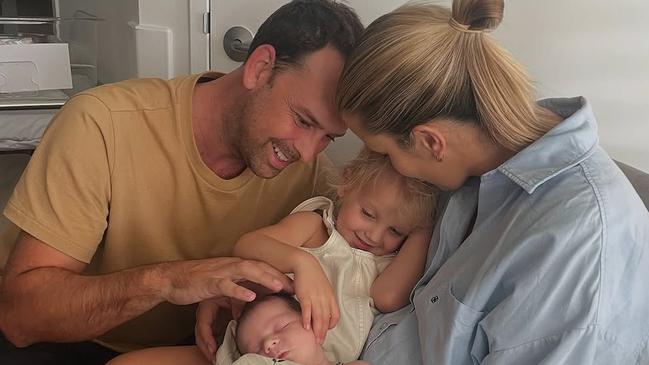 TV newsreader Kate Freebairn and partner Nick Fahey have welcomed, their second child, a baby girl called Elsa. Pics: Instagram