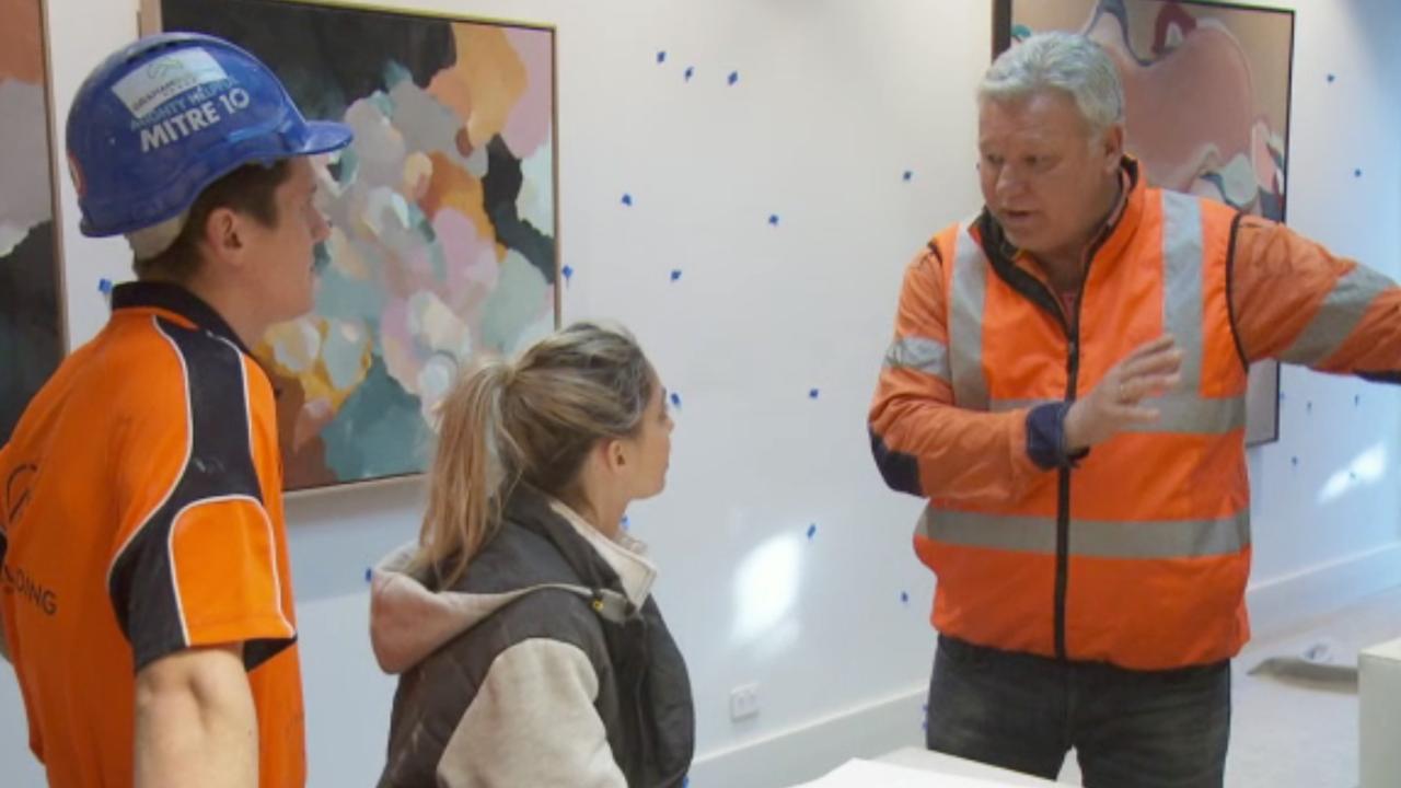 2019 winner Tess and Luke arguing with Scott Cam. Picture: Channel 9.