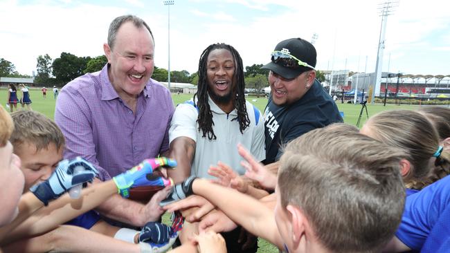 Schools NFL tag championship on the Gold Coast at Carrara. NFL legends Ben Graham, Todd Gurley II and Jesse Williams meet the young players. Picture Glenn Hampson