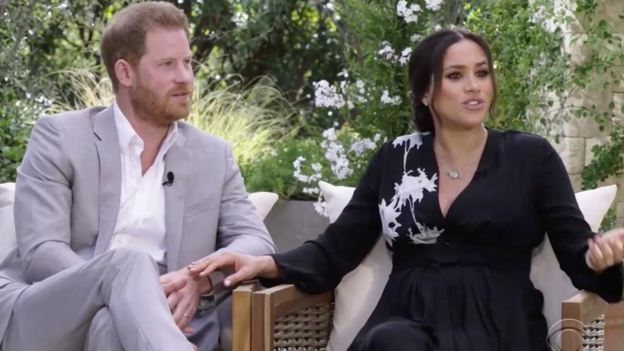 The palace was never going to retaliate to Harry and Meghan’s Oprah interview with anger. Picture: CBS