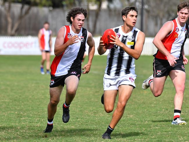 Sherwood Magpies player Billy BougoureQAFL Colts Morningside Panthers v Sherwood Magpies.Saturday April 29, 2023. Picture, John Gass