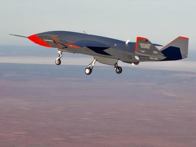 MQ-28A Ghost Bat pictured in flight during flight testing at Woomera, South Australia, March 2021. Picture: Department of Defence