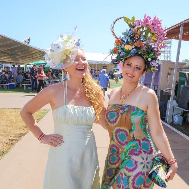 Rebecca Ing and Kyra Lee Pimblet at the 2021 Great Northern Darwin Cup. Picture: Glenn Campbell