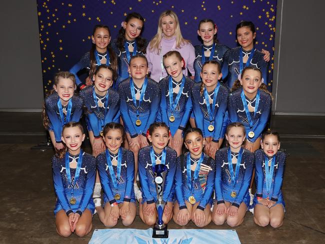 MELBOURNE, AUSTRALIA - JUNE 30 2024Atomic All Stars Shimmer Youth Level 2 Grand Champions attend the All Star Cheerleading Federation Winterfest competition held at the Melbourne Convention and Exhibition Centre.Picture: Brendan Beckett