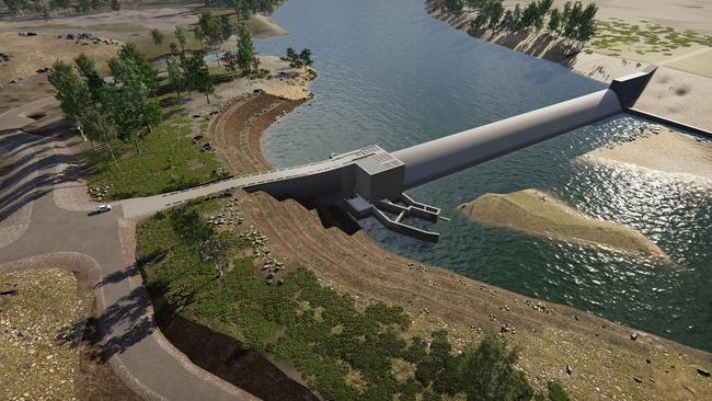 A concept image of the Rookwood Weir when completed.