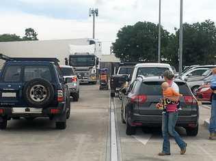 CLOSE CALL: The aftermath of a near-miss accident in the Aldi Gympie   carpark, which one resident said was caused by illegal parking. Picture: Contributed